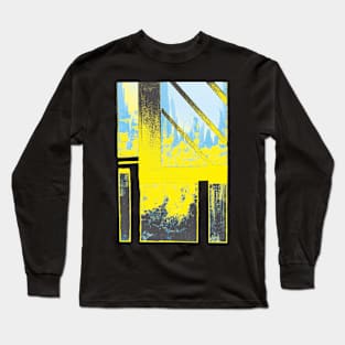 Yellow and Aqua Explosion Cityscape Long Sleeve T-Shirt